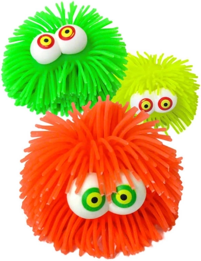 Blød gummi klemmebold med lys og store øjne 8 cm - 1 stk.