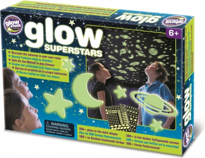 Vægmærkater BRAINSTORM selvlysende stjerner 500 stk.