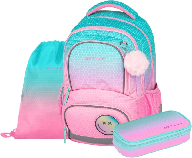Skolesæt OXYBAG OXY NEXT Ombre Pink – rygsæk, penalhus og pose