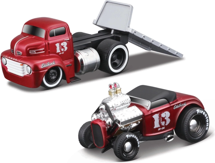 Maisto Muscle Transports 1950 Ford COE Flatbed med Ford Roadster 1:64