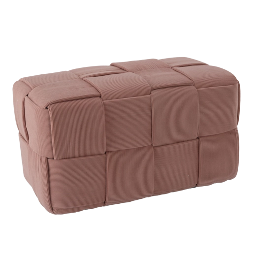 Rosa flettet rektangulær puf 72 × 38 × 38 cm