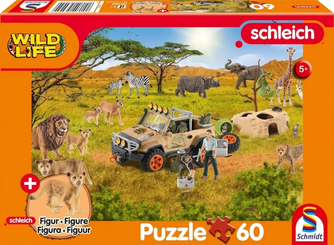 Schmidt puslespil Schleich i savannen 60 brikker + figur SCHLEICH