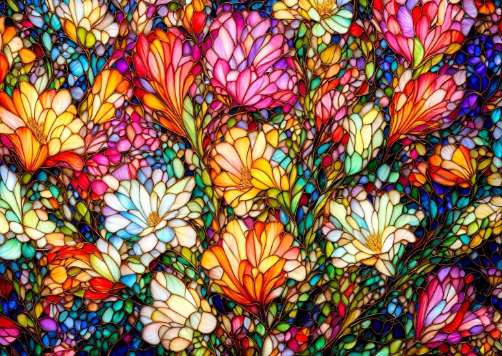Enjoy puslespil abstrakt blomsterhave i glasmosaik 1000 brikker