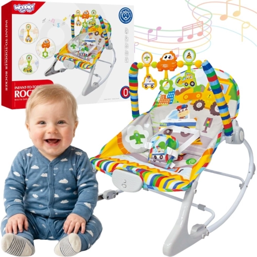 Woopie baby interaktiv skråstol med vibrationer og aktivitetsbøjle, flerfarvet