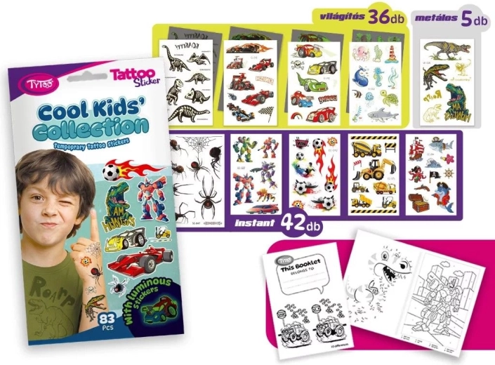 Sæt med midlertidige tatoveringer Cool Kids’ Collection - 1 stk.