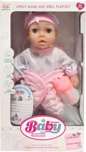 Babydukke med flaske - 1 stk.
