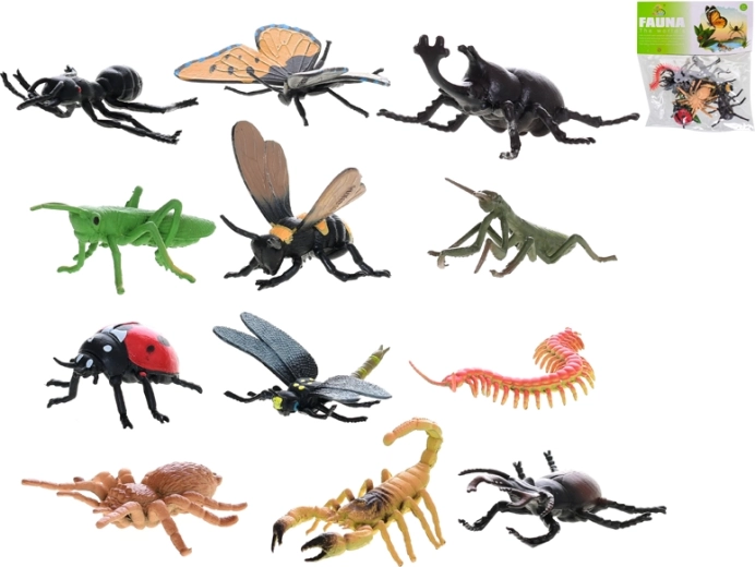 Sæt med insektfigurer 4–6 cm, 12 stk i pose