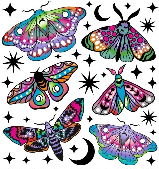 Farvede strygemærker – små møl, lille ark