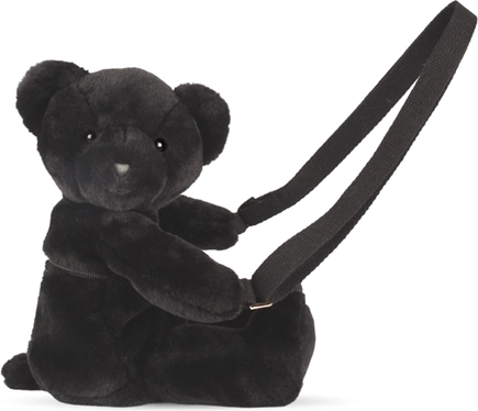 Doudou plyshtaske over skulderen bamse, sort 30 cm