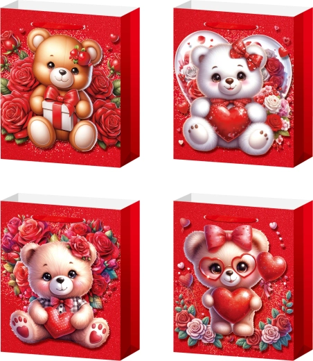 Gavepose S – bamse med roser