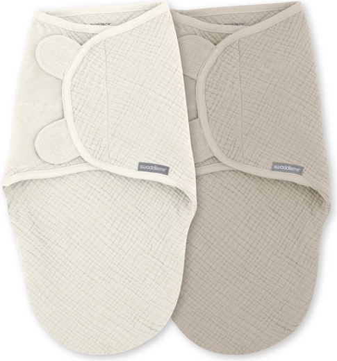SwaddleMe™ muslinssvøb Ulitka 1 TOG til babyer 0–3 måneder, Cream/Cashew, 2 stk.