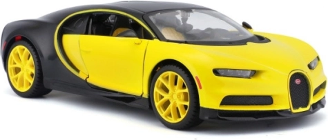 Samlermodel BUGATTI Chiron gul‑sort 1:24