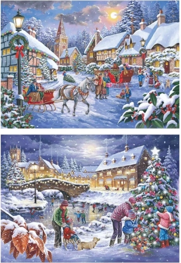 Puslespil House of Puzzles Julen nærmer sig, 2 × 500 store brikker