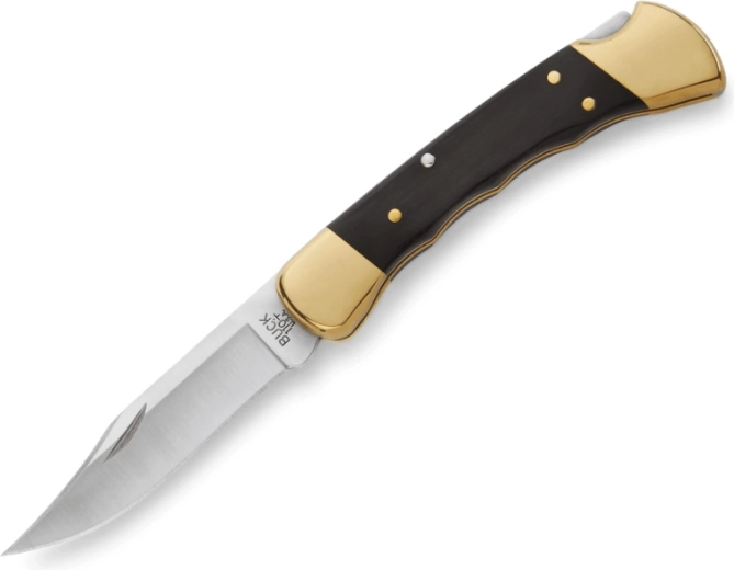 Buck 110 folding hunter finger grooved folde-jagtkniv med skæfte og hylster
