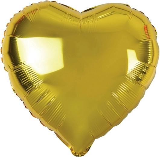 Guld hjerteformet folieballon 46 cm