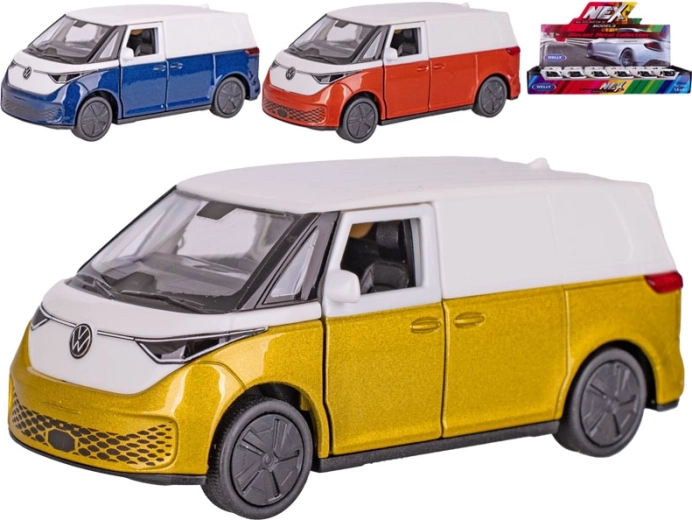 Metalmodel af varevognen Welly Volkswagen ID. Buzz Cargo med friktionsmotor 11,5 cm