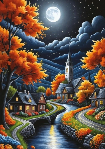 Puzzle ART PUZZLE Magisk efterårsnat 1000 brikker