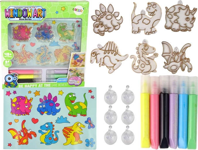 Kreativt sæt glasmaleri Fusing Paint Dinosaurer 3D