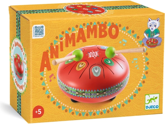 Djeco Animambo rød tungetromme med noder