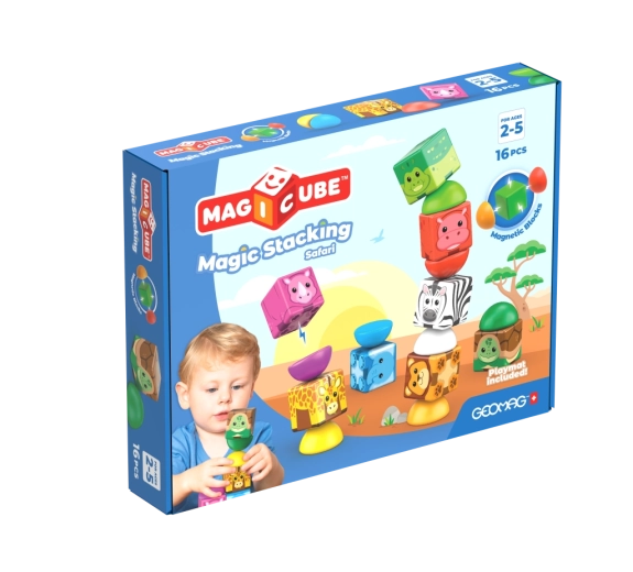 Geomag Magicube Safari magnetisk byggesæt med dyr, 16 dele