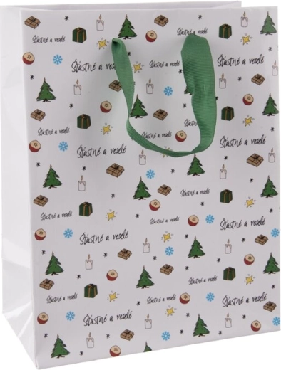 Gavepapirspose Glædelig jul 18 × 10 × 23 cm