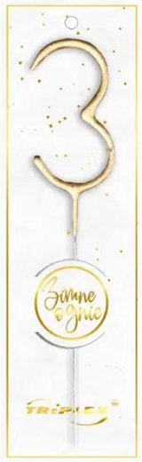 Stjernekaster tal 3, 16,5 cm, guld