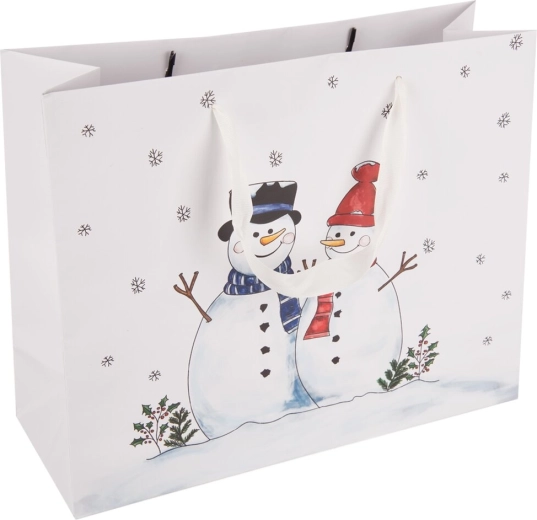Gavepapirpose med snemand 32 × 12 × 26 cm