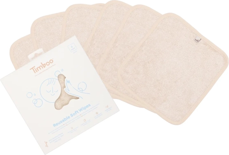Timboo genanvendelige bløde klude Frosted Almond (6 stk.)