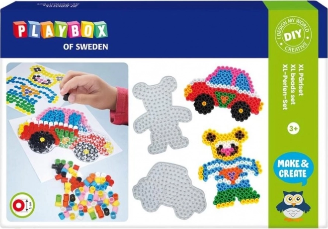 Strygeperlesæt - bil og bamse XL