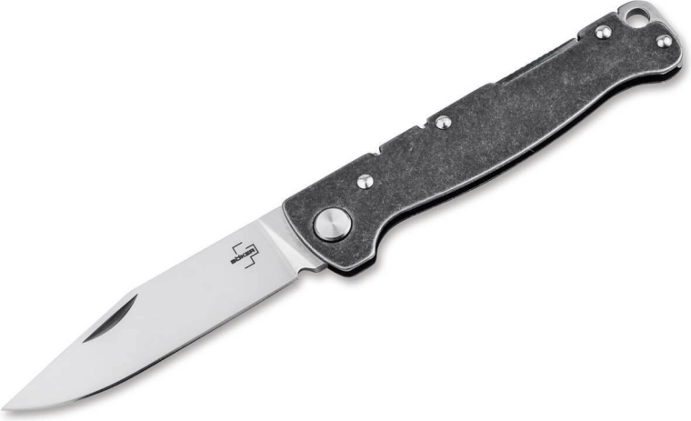 Böker Plus Atlas Clip Point lommekniv, D2, stonewash, clip