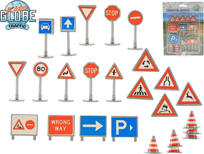 Kids Globe Traffic mini trafikskilte – sæt med 25 stk.