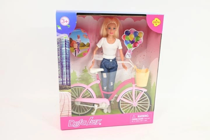 Dukke 29 cm med cykel og kurv