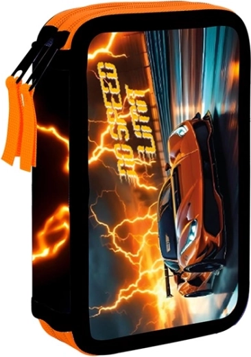 Dobbeltetui til skole med bildesign, tomt