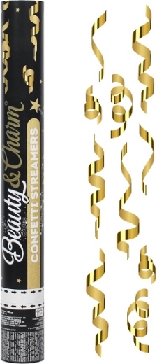 Konfettikanon med gyldne serpentiner Beauty Charm