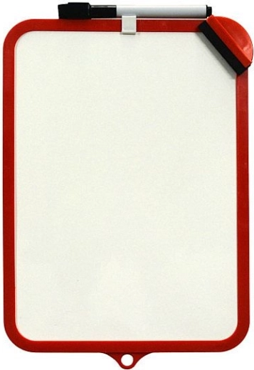 Dobbelt­sidet aftørlig tavle Concorde 19 × 29 cm rød