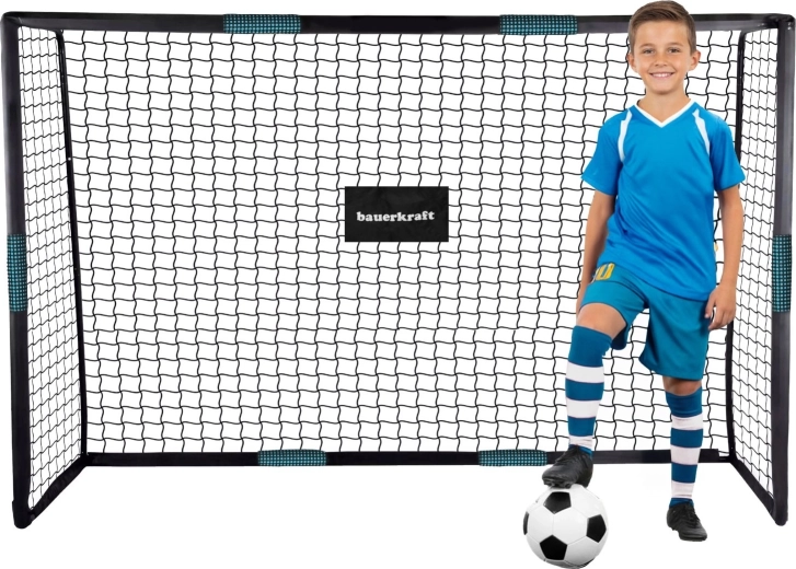 Stål fodboldmål Bauerkraft med træningsnet 180 × 120 × 60 cm sort-blå
