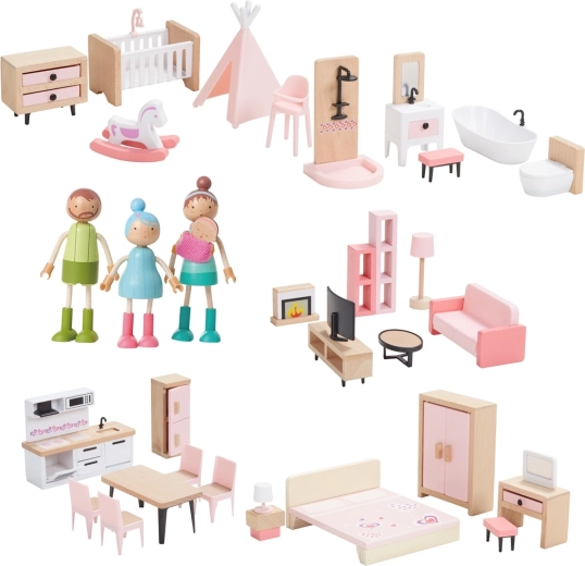 2Kids Toys møbelsæt med familie 5 i 1