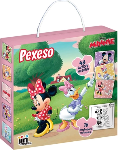 Vendespil i æske med Minnie-malebog