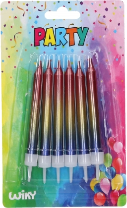 Metalliske lys med holdere - 6 stykker