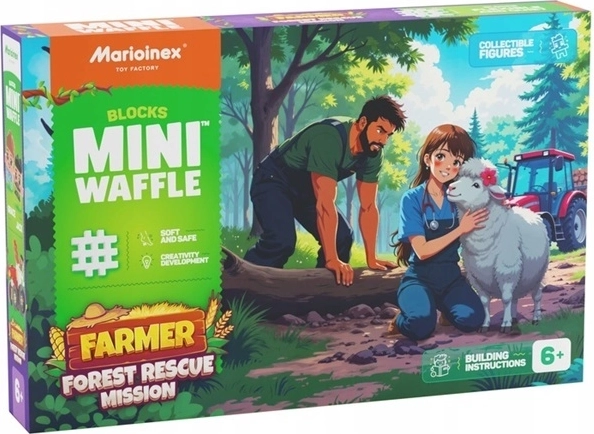 Marioinex Mini Waffle byggeklodser – bondegårdens skov-redningsmission, 100 dele