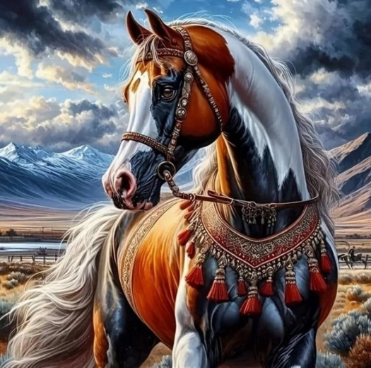 Maling efter tal – hest i indiansk seletøj 40 × 50 cm