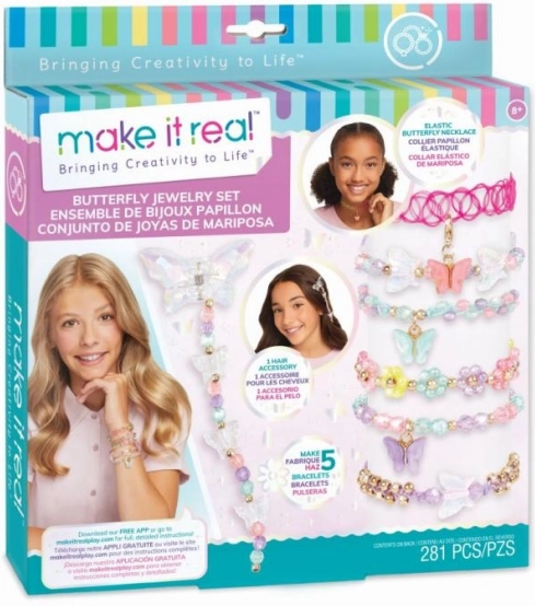 Sæt til at lave smykker med sommerfugle til kreative børn