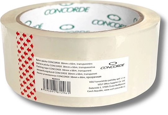Transparent pakketape 38 mm × 66 m CONCORDE