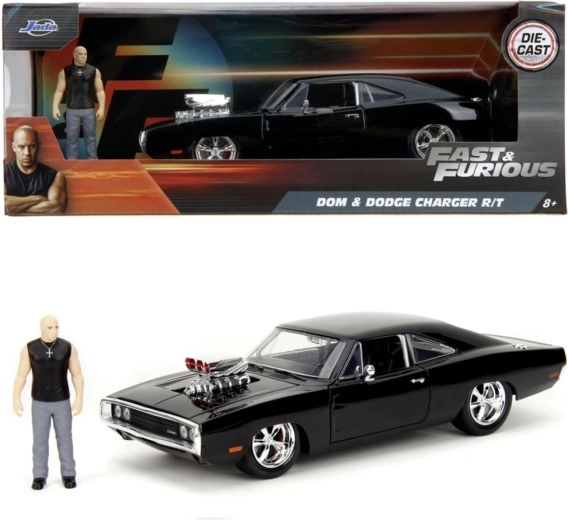 Jada Toys Fast & Furious 1970 Dodge Charger med figur af Dominic Toretto