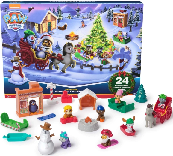 Julekalender PAW PATROL – 24 overraskelser, dyrefigurer og vintertilbehør