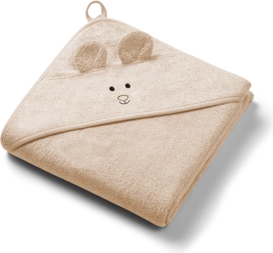 Babyono bambushåndklæde med hætte super soft mørk beige 100 × 100 cm