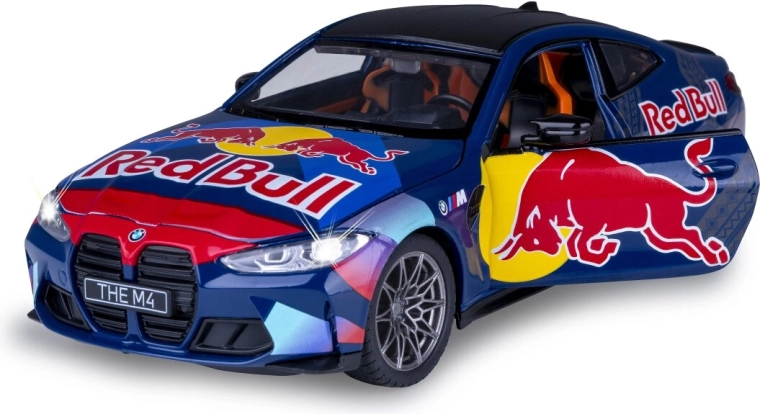 Metalmodel BMW M4 i målestok 1:23, blå