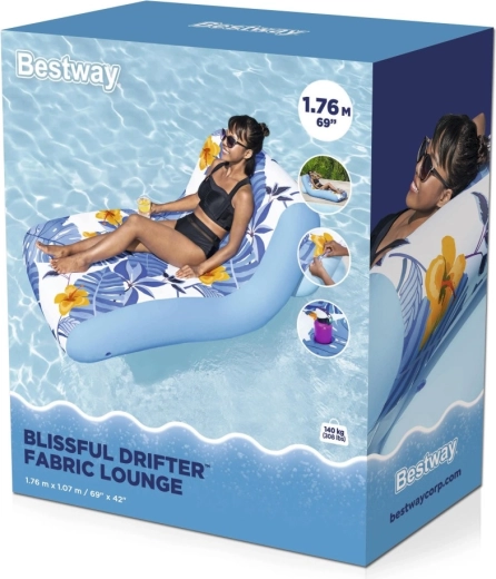 Oppustelig loungemadras Blissful Drifter med tekstilbetræk, 176 × 107 cm