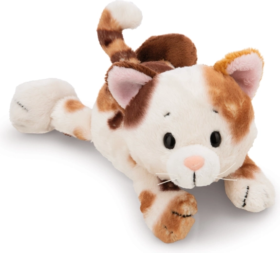 Nici plys-kat trefarvet liggende 20 cm Green