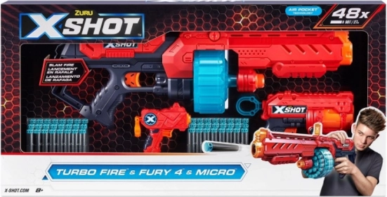 Sæt med blastere X-Shot Excel Turbo Fire + Fury 4 + Micro